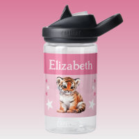 Cute tiger add name with stars kids pink
