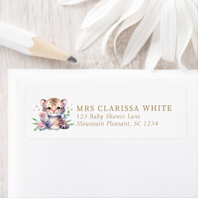 Cute Tiger Baby Shower Return Address (Insitu)