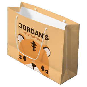 Cute Tiger Birthday Large Gift Bag