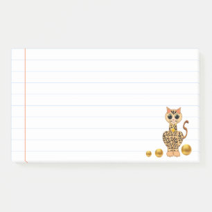 Cute Tiger Cat & Gold Dots Post-it Notes