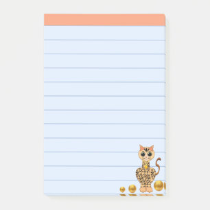 Cute Tiger Cat & Gold Dots Post-it Notes