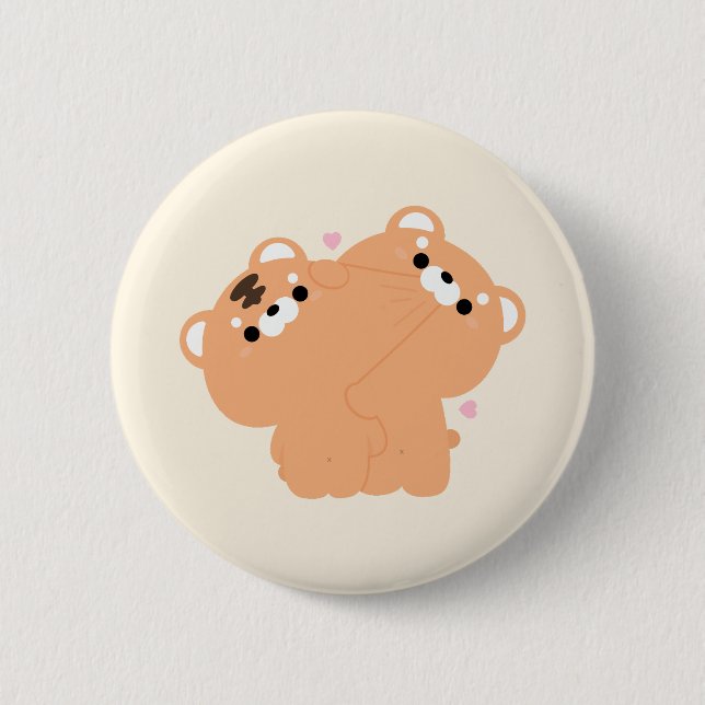 Cute Tiger Couple 2 Inch Round Button (Front)