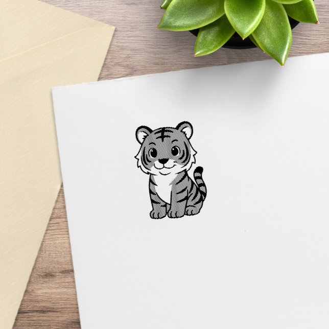Cute Tiger Cub 1x1 Rubber Stamp (Creator Uploaded)