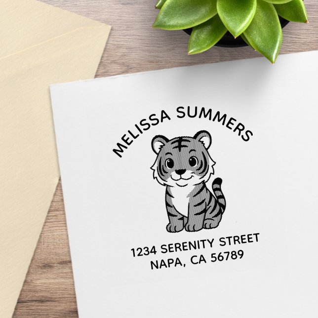 Cute Tiger Cub Arch Address Rubber Stamp (Creator Uploaded)