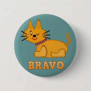 Cute tiger cub cat animal pet brave bravo cartoon 2 inch round button