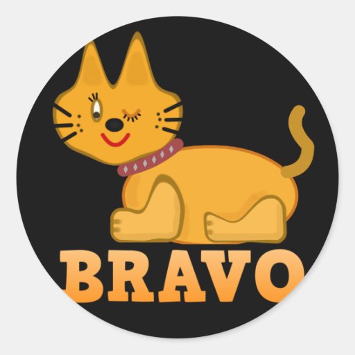 Cute tiger cub cat animal pet brave bravo cartoon classic round sticker ...