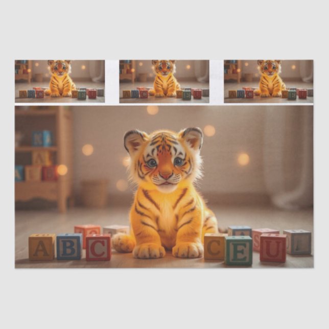 Cute Tiger Cub Decoupage Tissue Paper (Front)