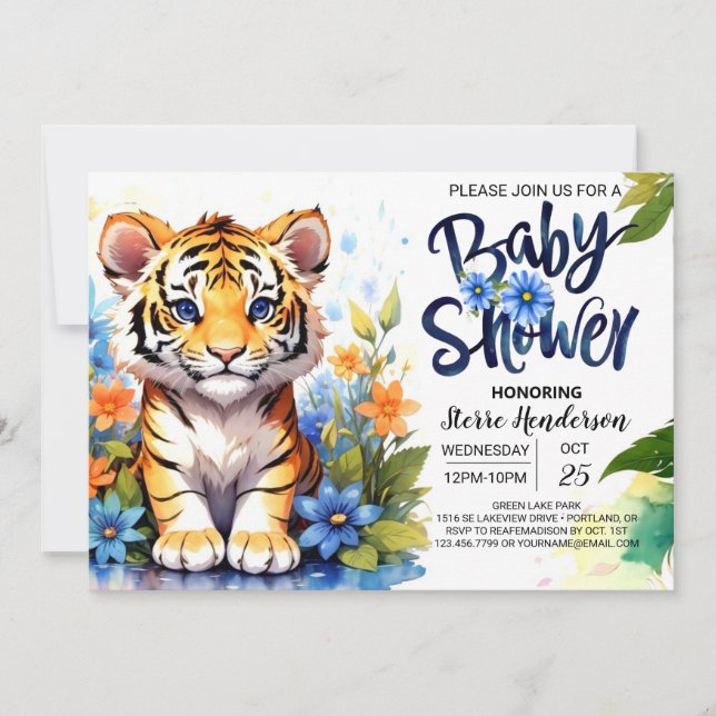 Cute Tiger Cub Delight Baby Shower Invitation (Front)