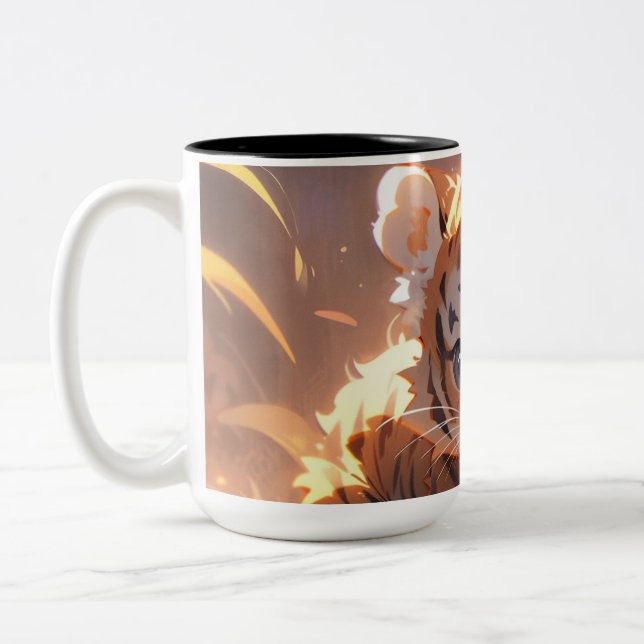 Cute Tiger Cub Two-Tone Coffee Mug (Left)