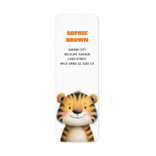 Cute Tiger Cub Watercolor Wildlife Return Address
