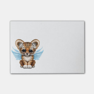 Cute Tiger Cub with Fairy Wings on Blue Post-it Notes
