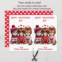 Cute Tiger Cubs Carte de classe Valentine pour enf