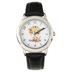 Cute Tiger Custom Name Personalized Kids Watch