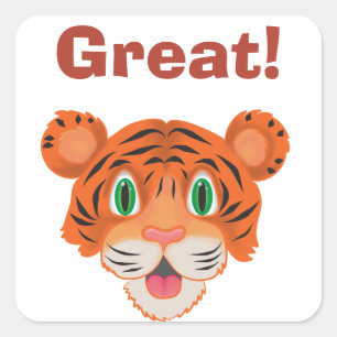 Cute Tiger Customizable Text Square Sticker