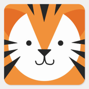 Cute Tiger Face Kid's Birthday  Square Sticker