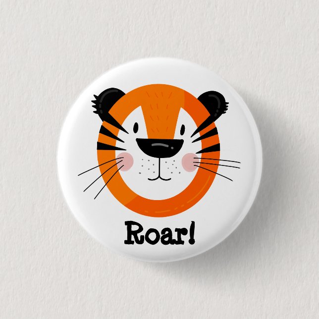 Cute Tiger Face Roar Art 1 Inch Round Button (Front)
