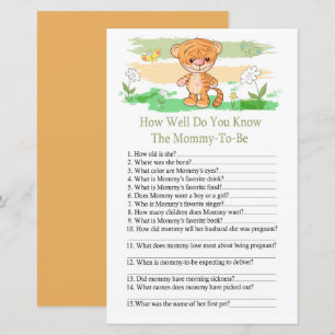 Cute Tiger How well do you know baby shower game