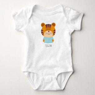 Cute Tiger Illustration - Customizable Name Baby B Bodysuit