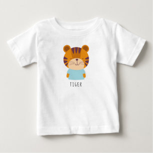Cute Tiger Illustration - Customizable Name Baby B T-Shirt