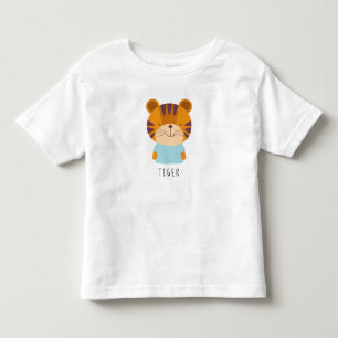 Cute Tiger Illustration - Customizable Name Toddler T-shirt