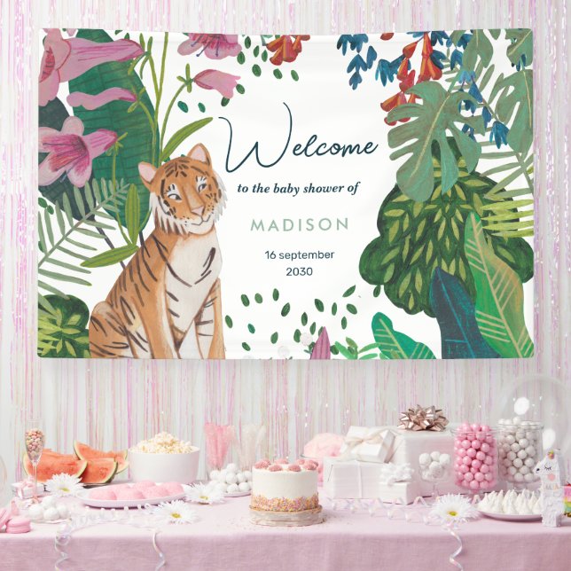 Cute Tiger Jungle Mommy to Be Baby Shower    Banner (Party)