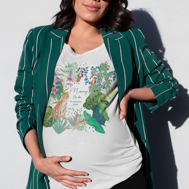 Cute Tiger Jungle Mommy to Be Baby Shower    T-Shirt (Mommy to be tiger tropical jungle)