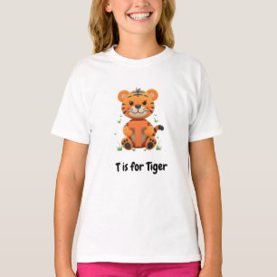 Cute Tiger Kids T-Shirt   T is for Tiger Alphabet 