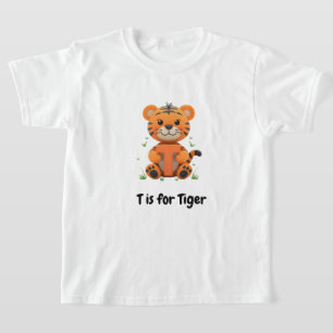 Cute Tiger Kids T-Shirt   T is for Tiger Alphabet 
