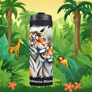 Cute tiger lovers add name thermal tumbler