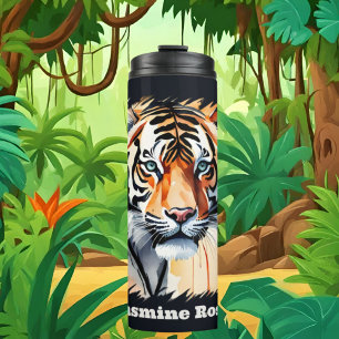Cute tiger lovers add name thermal tumbler