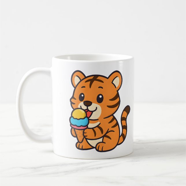Cute Tiger Manger Crème glacée Mug Adorable Boisso (Gauche)