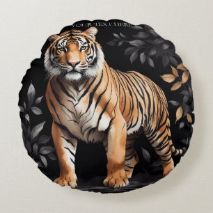 Cute Tiger Personalise Gift With Your Own Design Round Pillow