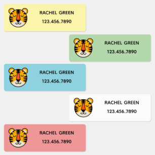 Cute Tiger Personalized Name Labels Animal Theme