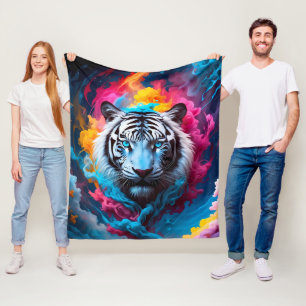 Cute Tiger Portrait Fleece Blanket