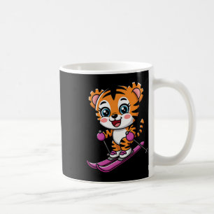 Cute Tiger Skiing Winter Snow Sports Kids  Coffee Mug