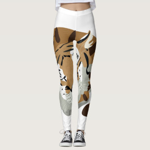 Cute tiger sleeping: vintage illustration. leggings