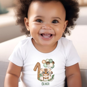 Cute Tiger Wild One 1st Birthday Boy T-shirt