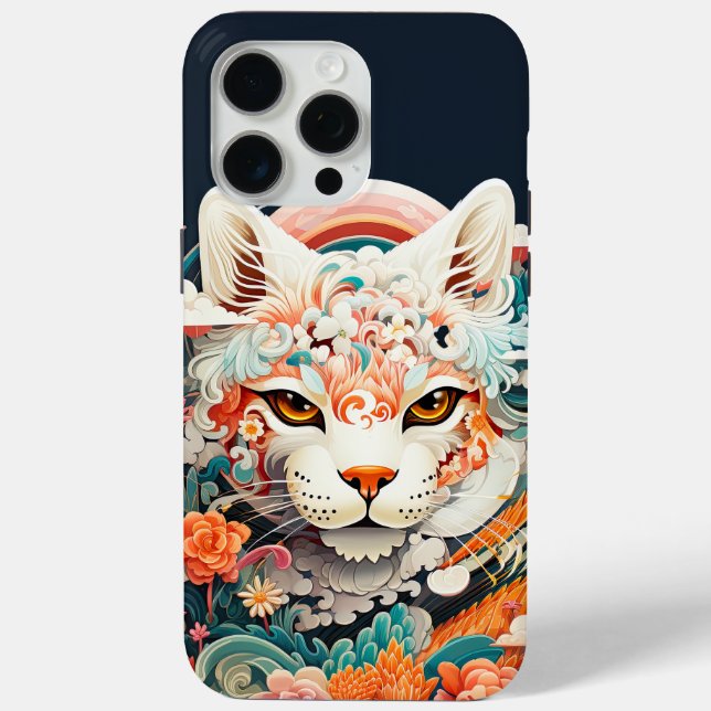 Cute Tiger with flowers Paper Cut-out Case-Mate iPhone Case (Back)