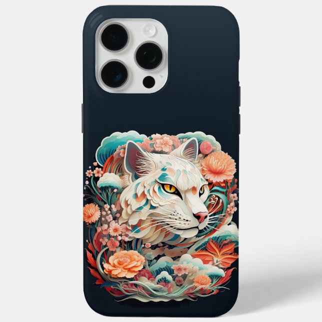 Cute Tiger with flowers Paper Cutout Case-Mate iPhone Case (Back)