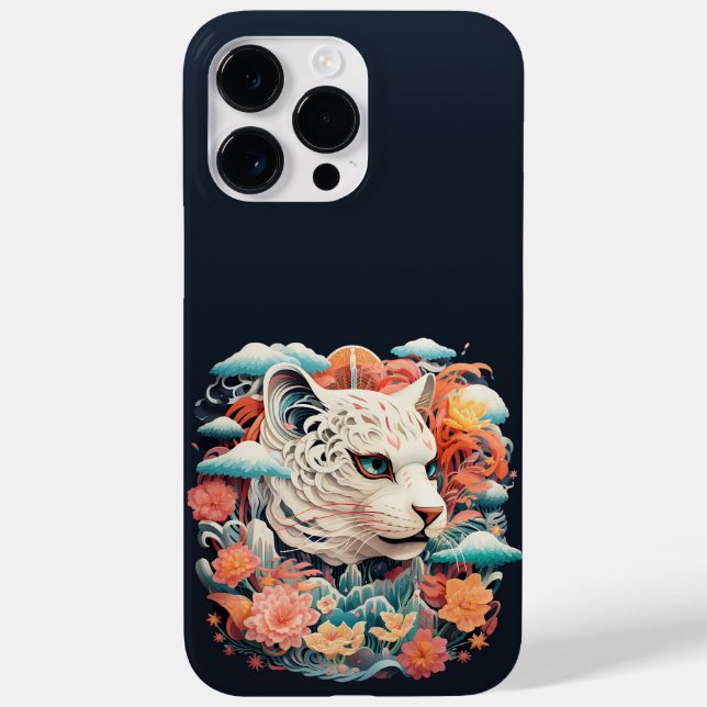 Cute Tiger with flowers Paper Cutout Case-Mate iPhone Case (Back)