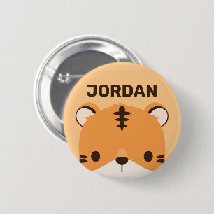 Cute Tiger with Personalized Name 2 Inch Round Button