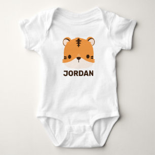 Cute Tiger with Personalized Name Baby Bodysuit
