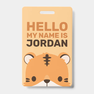 Cute Tiger with Personalized Name Badge