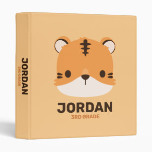 Cute Tiger with Personalized Name Binder
