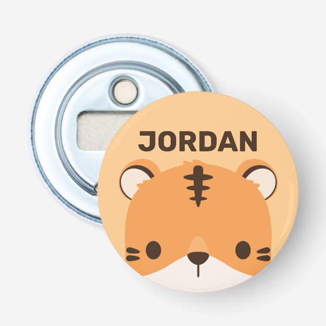 Cute Tiger with Personalized Name Bottle Opener (Front)