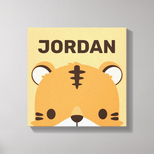 Cute Tiger with Personalized Name Canvas Print (Front)