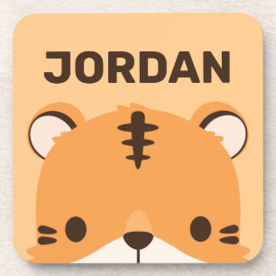 Cute Tiger with Personalized Name Coaster