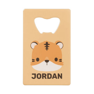 Cute Tiger with Personalized Name Credit Card Bottle Opener