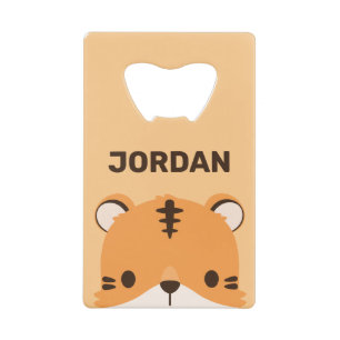 Cute Tiger with Personalized Name Credit Card Bottle Opener