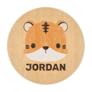 Cute Tiger with Personalized Name Cutting Board